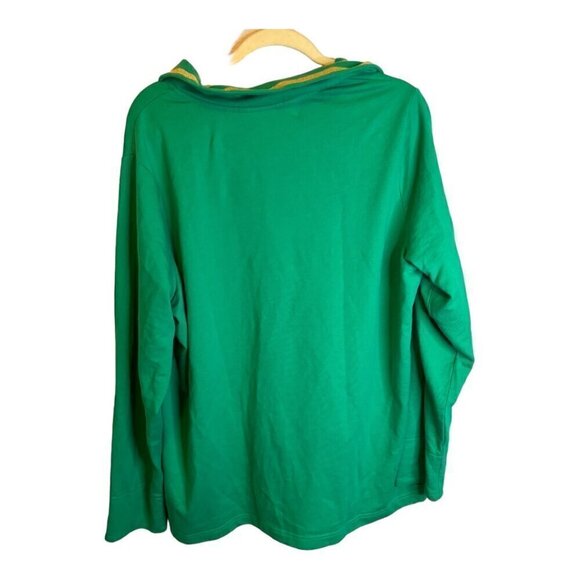 Quacker Factory Sweatshirt Women's Size 1X Green Gold Stripes - Picture 2 of 4